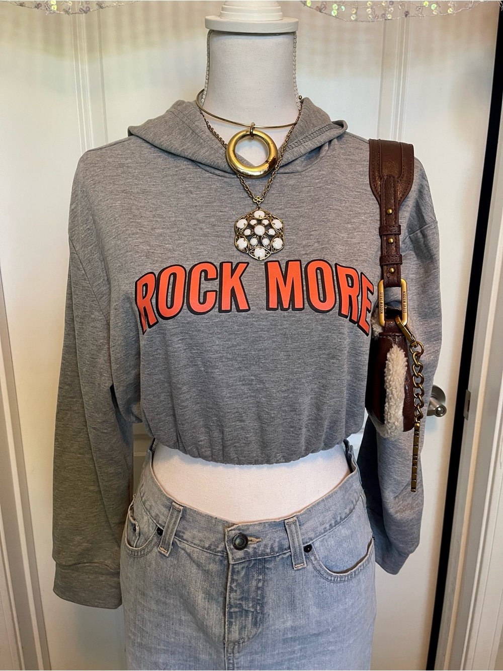 NWT "Rock More" Cropped Hoodie!!